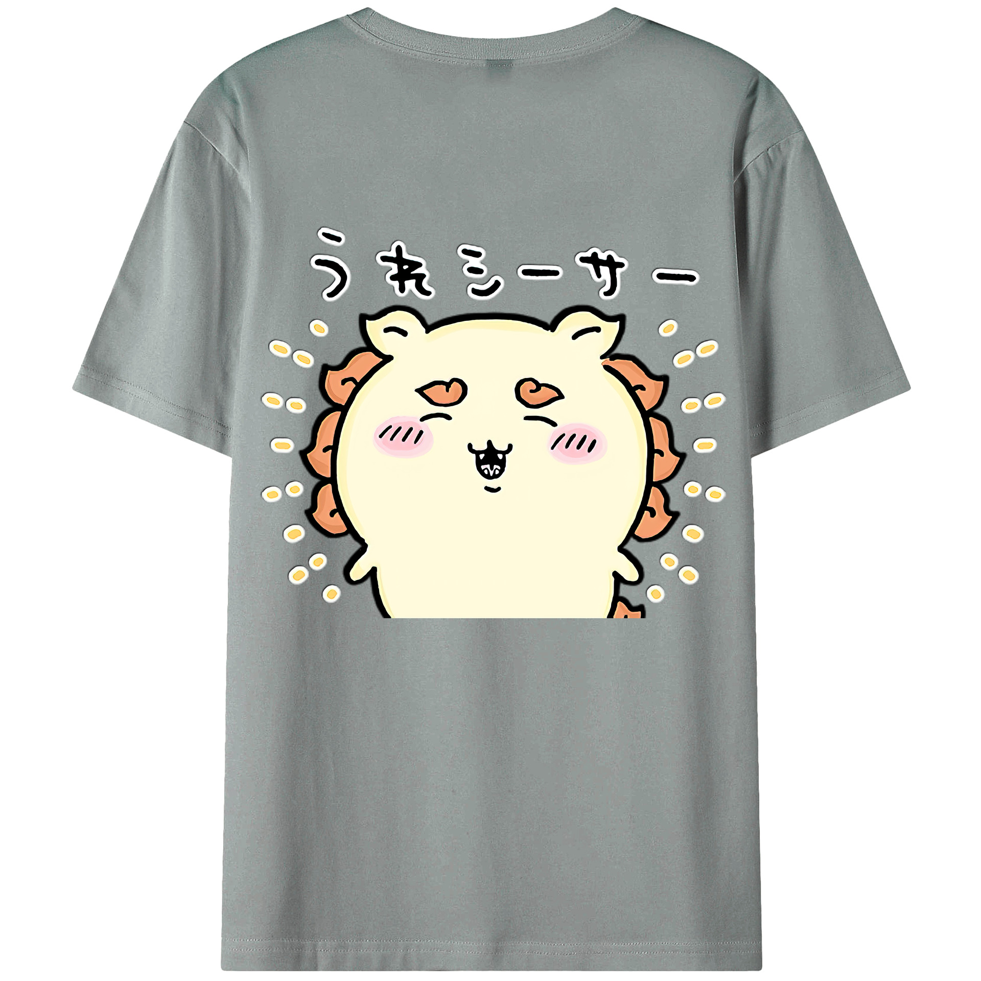 （画像用） ちいかわ シーサー Chii-kawa Shisa 綿100％ メンズ半袖Tシャツ（バックプリント） 通気性